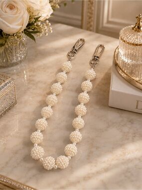 Hello Lux Pearl Beaded Phone Crossbody Strap White Pearl NIB